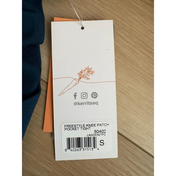 Kerrits Women's Small S Flow Rise Tights Silicone Knee Patch Teal Blue - Picture 10 of 14